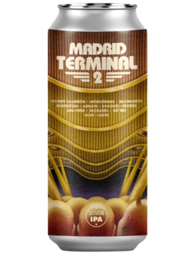 lata 44cl de cerveza de marca LA QUINCE - MADRID TERMINAL 2, estilo Session IPA