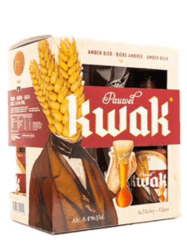 pack 4x33cl of KWAK - PAUWEL brand beer, Belgian Strong Dark Ale style