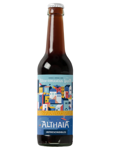 botella 33cl de cerveza de marca ALTHAIA LAGER, stilo Lager