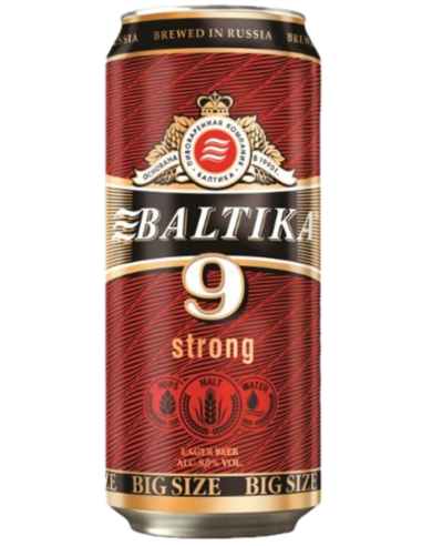 lata 90cl de cerveza de marca BALTIKA - 9 EXTRA STRONG , stilo Strong Lager