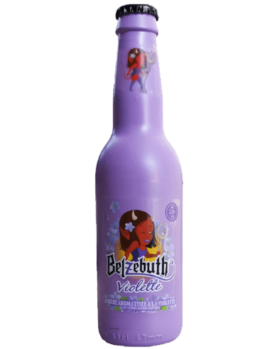 garrafa de 33cl de cerveja de marca BELZEBUTH - VIOLETTE, estilo Witbier