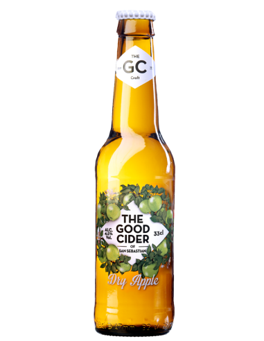 garrafa de 33cl de cerveja da marca THE GOOD CIDER - DRY APPLE (maçã verde), estilo cidra