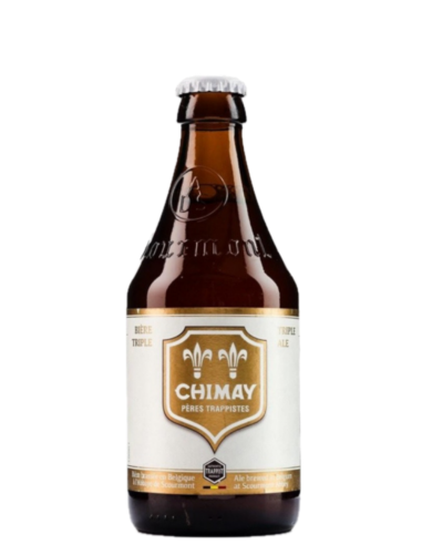 botella 33cl de cerveza de marca CHIMAY - BLANCA TRIPLE ALE, stilo Belgian Triple