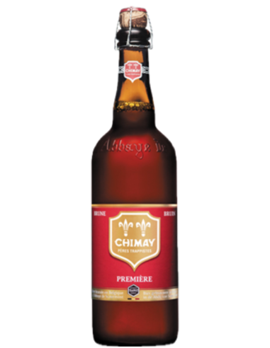 75cl bottle of beer brand CHIMAY - ROJA PREMIERE BRUIN , Belgian Double style