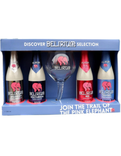 4x33cl brand packDELIRIUM beer with glass, different styles