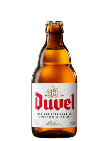 botella 33cl de cerveza de marca DUVEL - CLASSIC, estilo Belgian Strong Blond