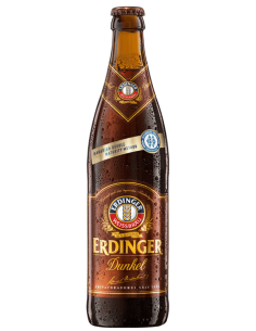 botella 50cl de cerveza de marca ERDINGER - DUNKEL, estilo Hefeweizen Dunkel