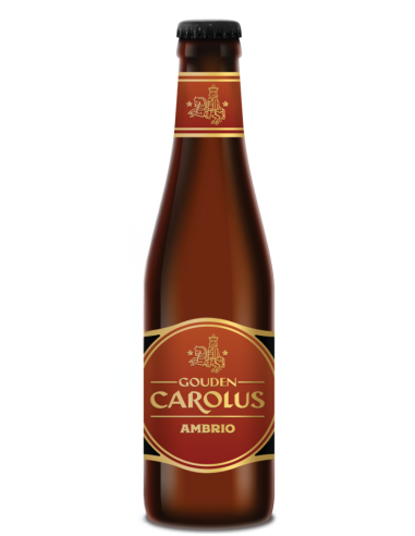 garrafa de 33cl de cerveja da marca GOUDEN CAROLUS - AMBRIO, estilo Belgian Strong Dark Ale