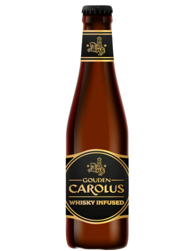 garrafa de 33cl de cerveja de marca GOUDEN CAROLUS - WHISKY INFUSED, estilo Belgian Strong Dark Ale