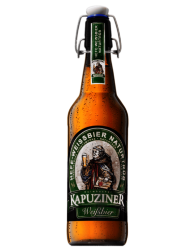 garrafa de 50cl de cerveja da marca KAPUZINER - HEFE-WEISSBIER NATURTRÜB, estilo Weissbier