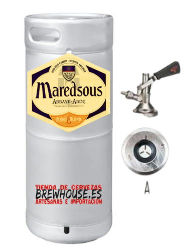 20l keg of beer branded MAREDSOUS - BLONDE, Belgian Blond style