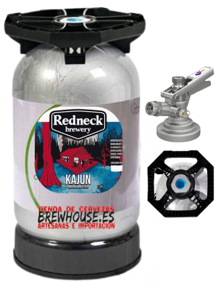 30l bottle of REDNECK - KAJUN MOONSHINER brand beer, ipa style