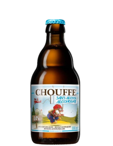 33cl bottle of CHOUFFE brand beer - ALCOHOL-FREE, Belgian Pale Ale style