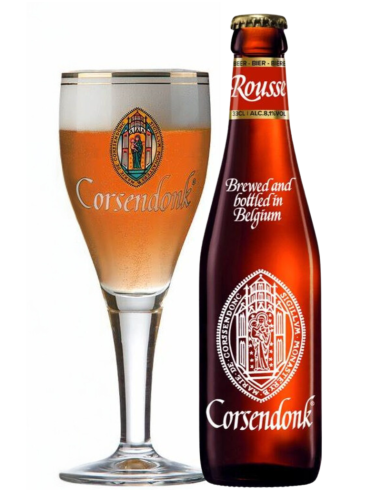 33cl bottle of beer brand CORSENDONK - ROUSSE with glass, style Belgian Strong Dark Ale