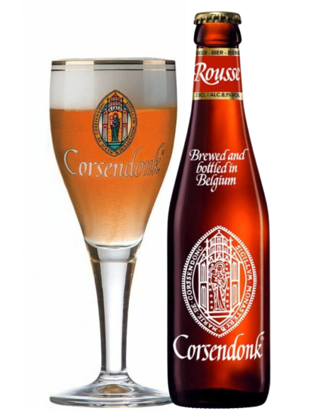 33cl bottle of beer brand CORSENDONK - ROUSSE with glass, style Belgian Strong Dark Ale
