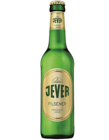 garrafa de 33cl de cerveja da marca JEVER - PILSENER, estilo Pilsner alemão