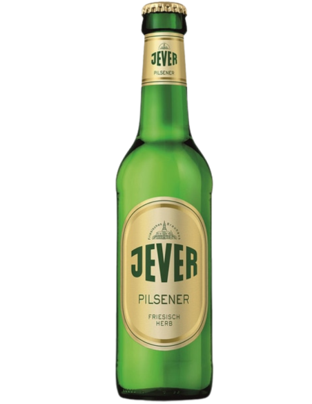 garrafa de 33cl de cerveja da marca JEVER - PILSENER, estilo Pilsner alemão