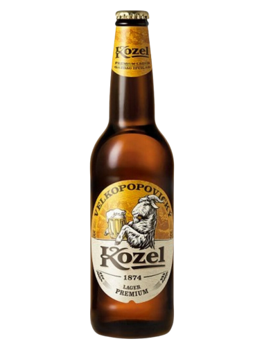 botella 50cl de cerveza de marca KOZEL - PREMIUM LAGER, estilo Czech Pilsner