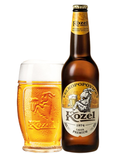 KOZEL garrafa de 50cl de cerveja de marca - PREMIUM LAGER com copo, estilo Czech Pilsner