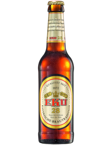 garrafa de 33cl de cerveja da marca KULMBACHER - EKU 28, estilo Doppelbock