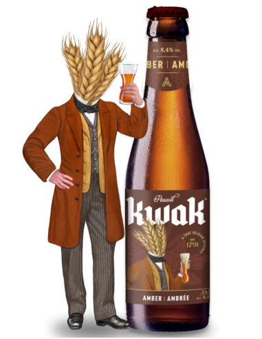 botella 33cl de cerveza de marca KWAK - PAUWEL, estilo Belgian Strong Dark Ale