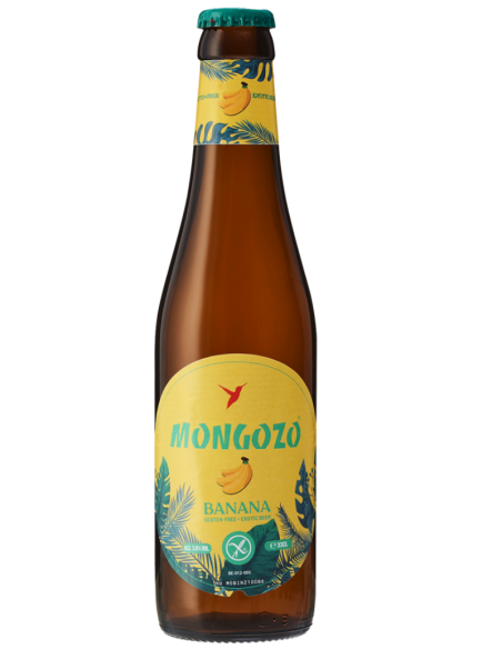 botella 33cl de cerveza de marca MONGOZO - BANANA (Platano) , estilo Exotic Beer (Sin Gluten)