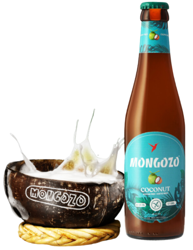 33cl bottle of beer brand MONGOZO - COCONUT (Coconut) with glass, Exotic Beer style (Gluten Free)