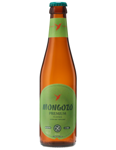 garrafa de 33cl de cerveja da marca MONGOZO - PREMIUM PILSNER, estilo Pilsner alemã (sem glúten)
