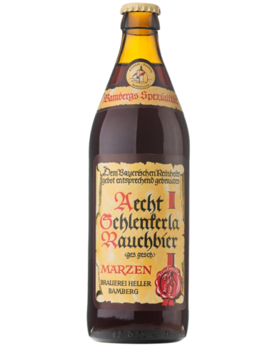 botella 50cl de cerveza de marca SCHLENKERLA - RAUCH MARZEN, estilo Rauchbier Lager