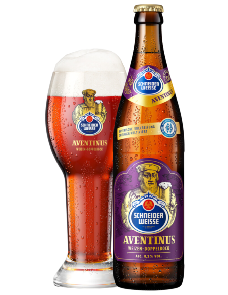 50cl bottle of SCHNEIDER brand beer - TAP 6 AVENTINUS with glass, style Weizen Doppelbock