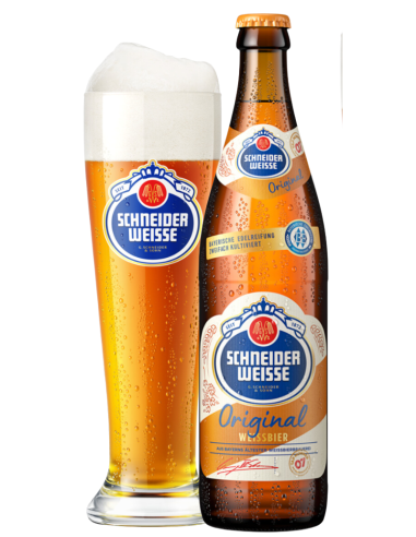 botella 50cl de cerveza de marca SCHNEIDER - TAP 7 ORIGINAL con vaso, estilo Weissbier Dunkel