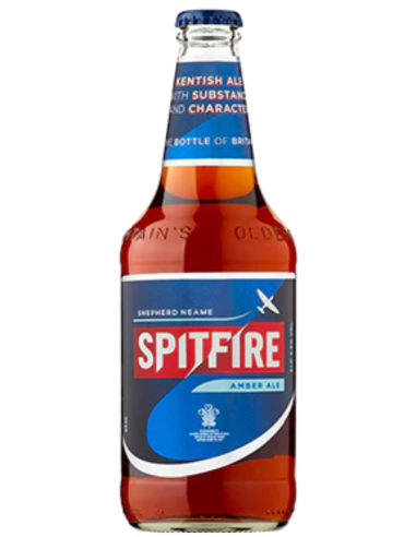 garrafa de 50cl de cerveja da marca SHEPHERD NEAME - SPITFIRE, estilo English Bitter