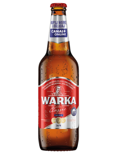 50cl bottle of WARKA - CLASSIC brand beer, European Pale Lager style