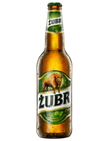 botella 50cl de cerveza de marca ZUBR - OKAZ NATURY, estilo European Pale Lager