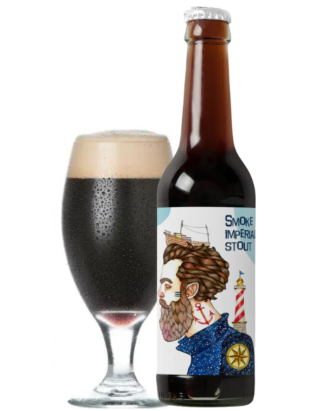 33cl bottle of beer branded ALTHAIA with glass, stilo Smoke Imperial Stout