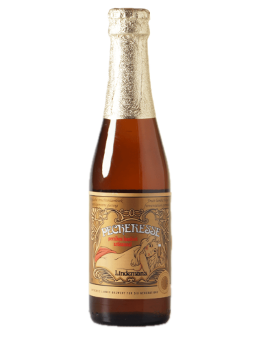 botella 33cl de cerveza de marca LINDEMANS - PECHERESSE (MELOCOTÓN), estilo Lambic Frutas