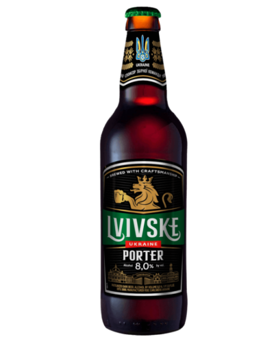 garrafa de 50cl de cerveja da marca LVIVSKE - PORTER, estilo Porter