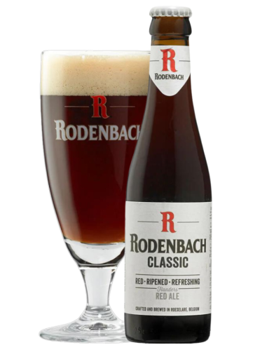 botella 33cl de cerveza de marca RODENBACH - CLASSIC con copa, estilo Flanders Red Ale