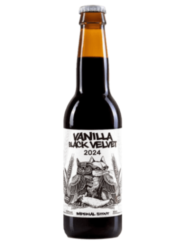 botella 33cl de cerveza de marca LA QUINCE - VANILLA BLACK VELVET 2024, estilo Imperial Stout