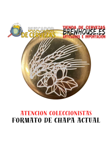 gold-colored bottle plate with brand name drawing