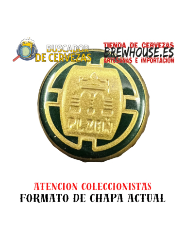 chapa de botella color verde con dibujo de marca