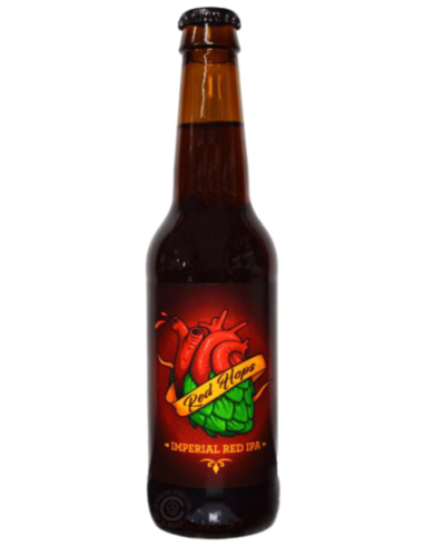 botella 33cl de cerveza de marca BELECKER - RED HOPS, stilo Imperial Red IPA