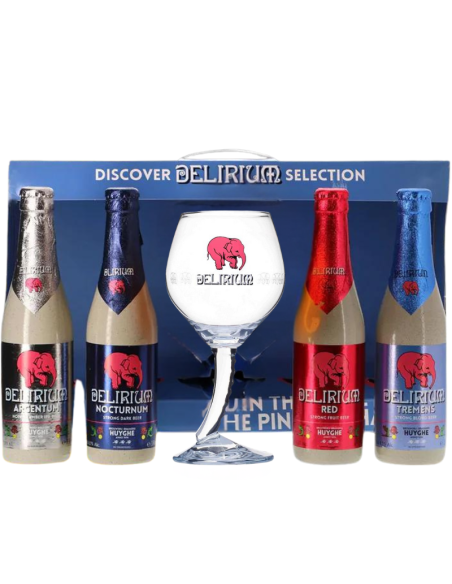 4x33cl pack de marcaDELIRIUM cerveja con copa, diferente estilos