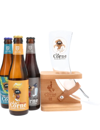 pack 3x33cl de cerveza de marca LA CORNE - CORNE PONG con copa