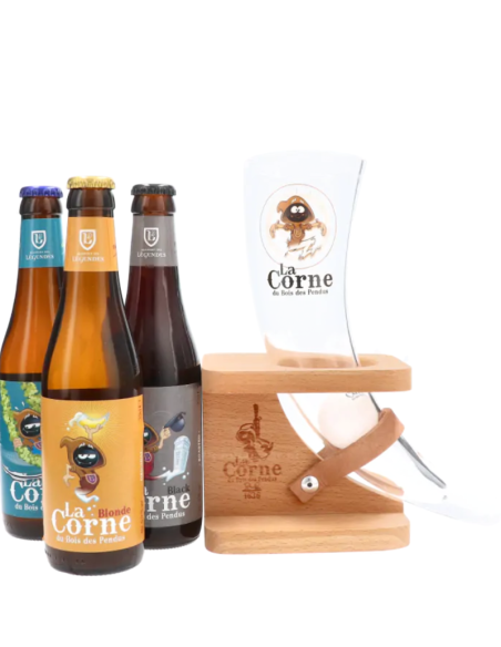 pack 3x33cl de cerveza de marca LA CORNE - CORNE PONG con copa