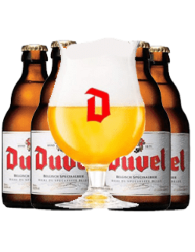 pack 4x33cl de cerveza de marca DUVEL - CLASSIC PACK con copa, estilo Belgian Blond …