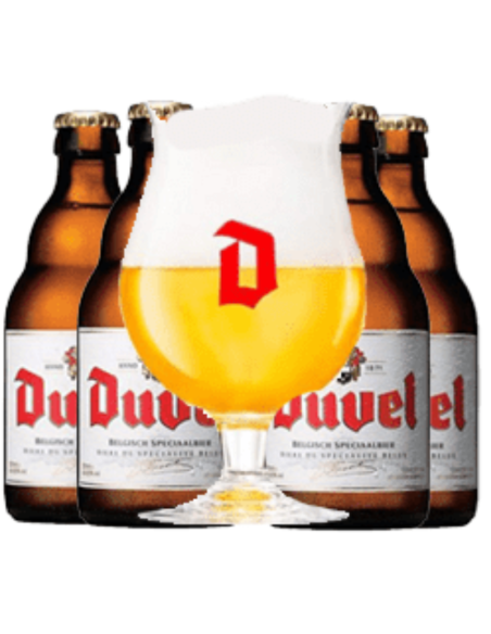 pack 4x33cl de cerveza de marca DUVEL - CLASSIC PACK con copa, estilo Belgian Blond …