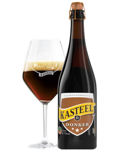 KASTEEL garrafa de cerveja de 75cl com a marca - DONKER com copo, estilo Belgian Strong Dark Ale