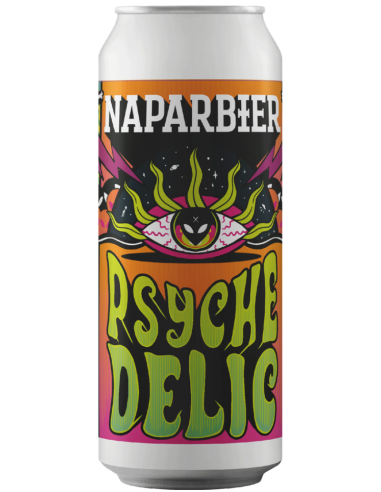 lata 44cl de cerveza de marca NAPARBIER - PSYCHE DELIC, estilo Helles Lager