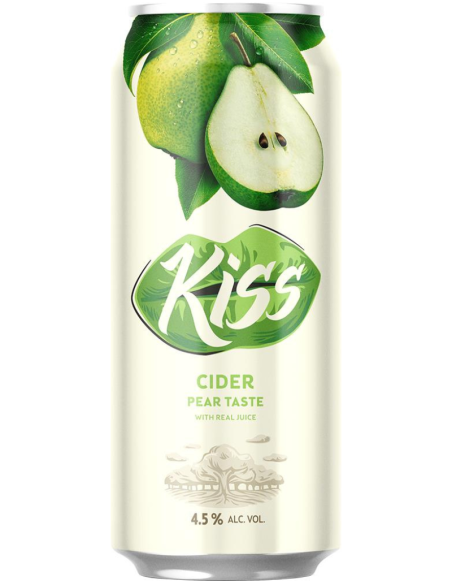 lata 50cl de cidra de marca KISS CIDER - PEAR TASTE ( Pera )